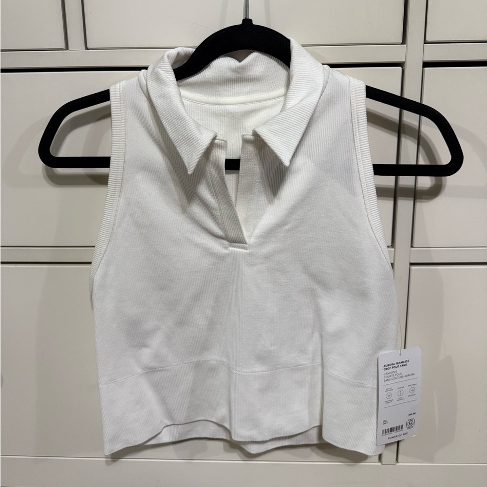 Athleta White Collared Tank Top